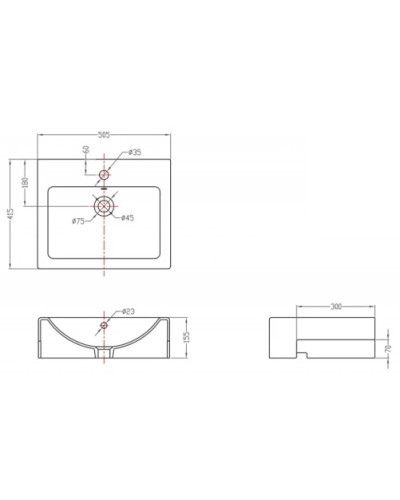 Раковина 50,5х41,5 см Bravat C2295W-1-ENG