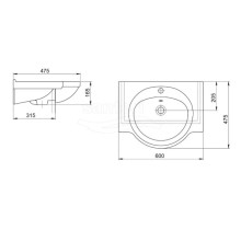 Раковина 60х47,5 см Santeri Saturn 1.3121.1.S00.11B.0