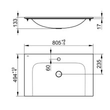 Раковина 80,5х49,4 см KEUCO Plan 32960318001