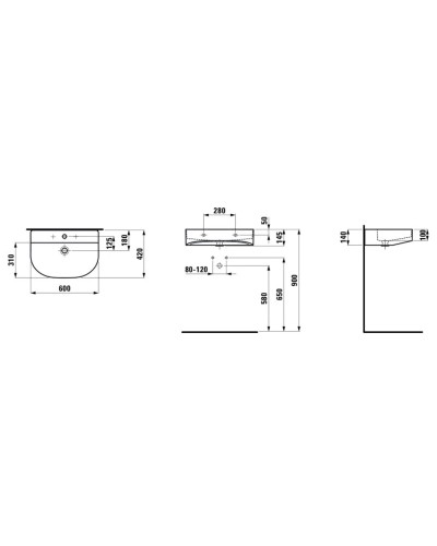 Раковина 60х42 см Laufen Sonar 8.1034.2.000.104.1