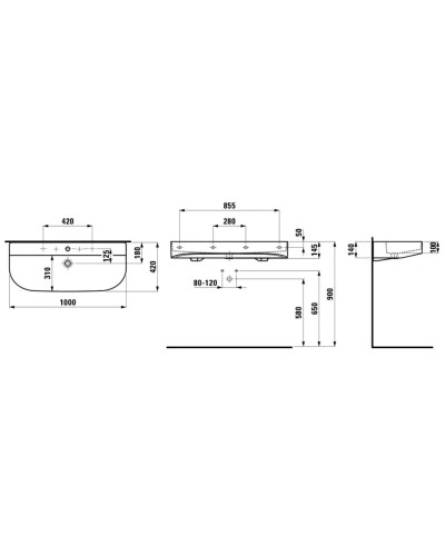 Раковина 100х42 см Laufen Sonar 8.1034.7.000.104.1