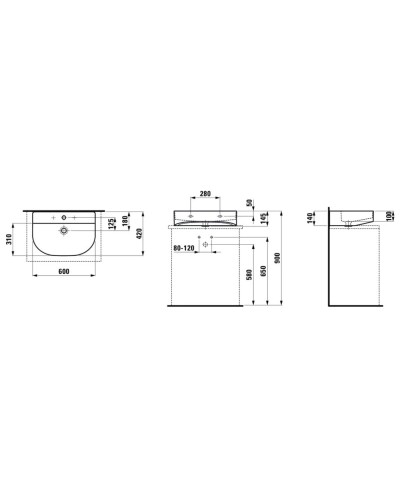 Раковина 60х42 см Laufen Sonar 8.1634.2.000.104.1