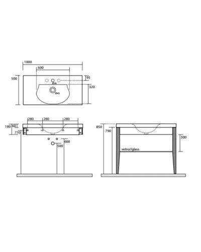 Раковина 100х50 см Kerasan Bentley 393101x1