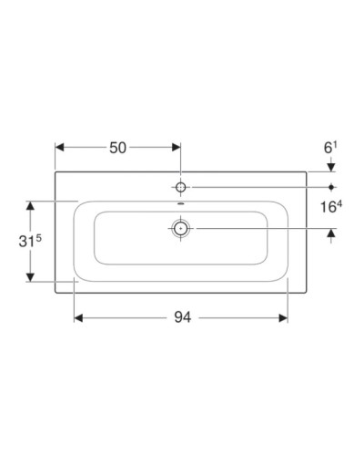 Раковина 100х48 см Geberit Renova Plan 122200000