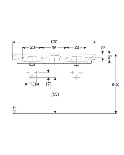 Раковина 120х48 см Geberit Smyle Square 500.223.01.1