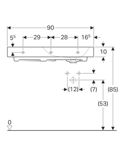 Раковина 90х50 см Geberit Citterio 500.549.01.1