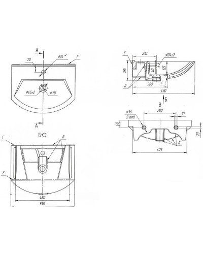 Раковина 55х43 см Bellezza Альфа 4607152360660