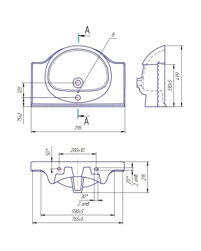 Раковина 79,5х49,9 см Bellezza Erica 4690311008985