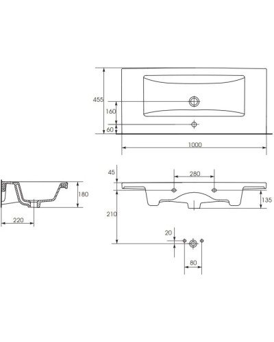 Раковина 100х45,5 см Bellezza Como 5902115715297