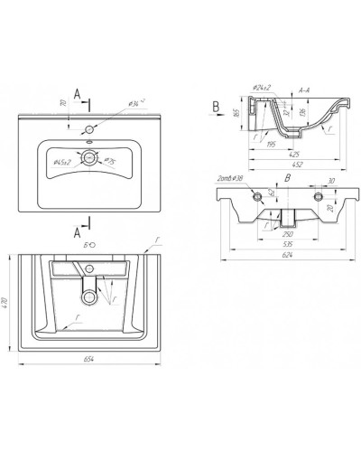 Раковина 65,4х47 см Bellezza Гармония 4660018640214