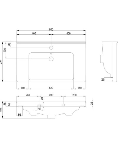 Раковина 80х47 см Bellezza Гармония 4660018640207