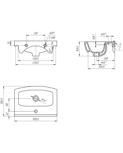Раковина 50,5х38,5 см Bellezza Cersania 4690311009944