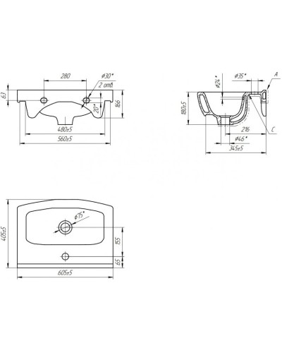 Раковина 60,5х40,5 см Bellezza Cersania 4690311009951