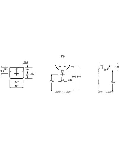 Раковина 45х35 см Jacob Delafon Struktura EGH111-Z-00
