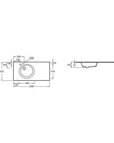 Раковина 100,6х51,5 см Jacob Delafon Odeon Rive Gauche EB2564-DE2