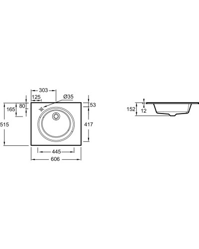 Раковина 60,6х51,5 см Jacob Delafon Odeon Rive Gauche EB2560-DE3