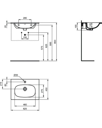 Раковина 62,5х45 см Ideal Standard Tesi T3510V3