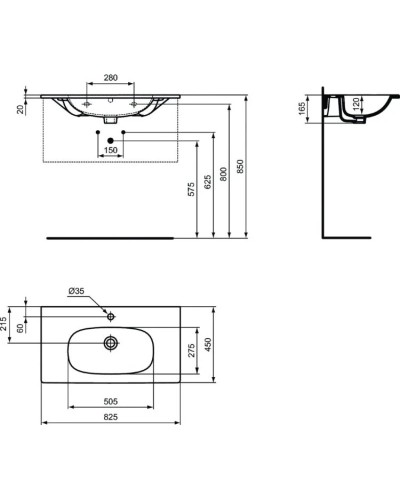 Раковина 82,5х45 см Ideal Standard Tesi T3509V3