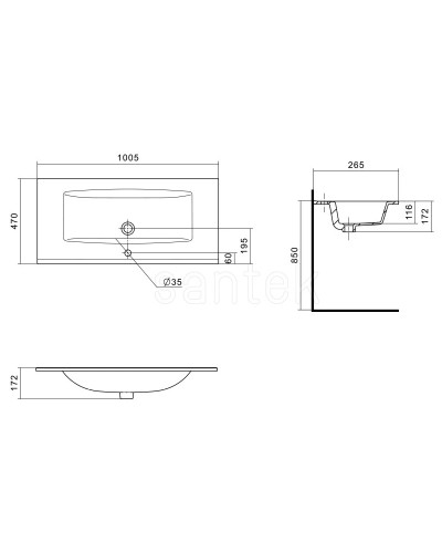 Раковина 100,5х47 см Акватон Элина 1WH501627
