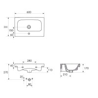 Раковина 60х38 см Aqwella Moduo Slim UM-MOD60SL/1