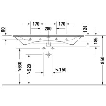 Раковина 123х49 см Duravit Viu 2344120000
