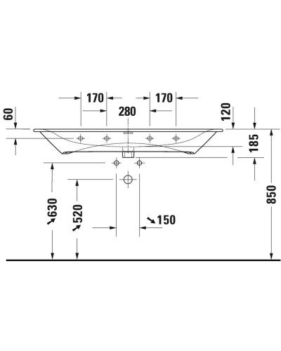 Раковина 123х49 см Duravit Viu 2344120000