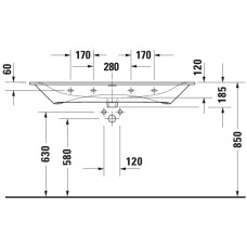 Раковина 123х49 см Duravit Viu 2344120000