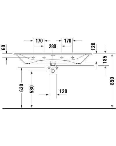 Раковина 123х49 см Duravit Viu 2344120000