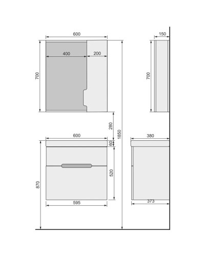 Раковина 60х38 см Jorno Moduo Slim P-UM-MOD6OSL/1