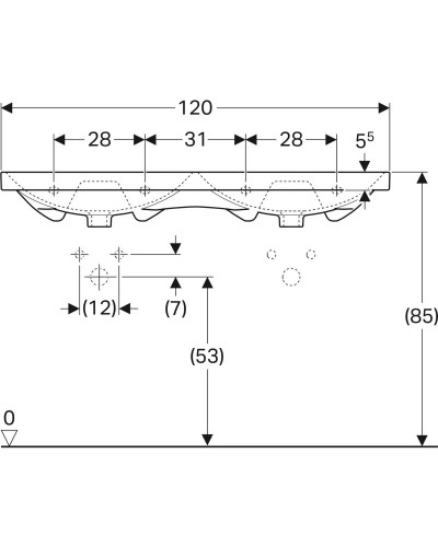 Раковина 120х48,2 см Geberit Acanto 500.628.01.2