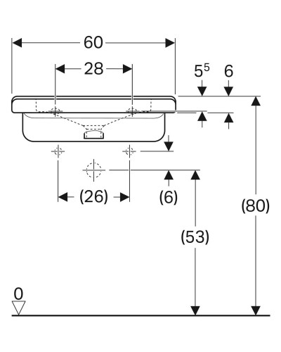 Раковина 60х55 см Geberit Renova Comfort Square 128662000