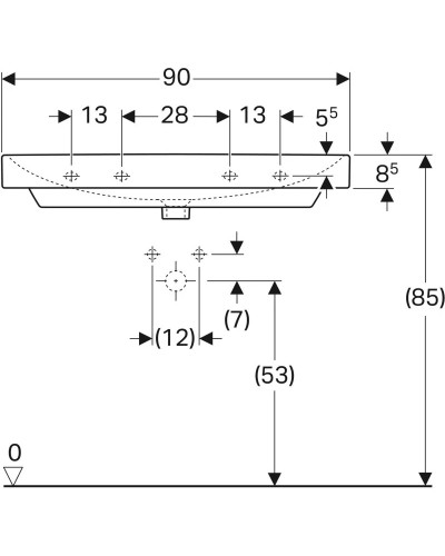 Раковина 90х48 см Geberit Smyle Square 500.250.01.1
