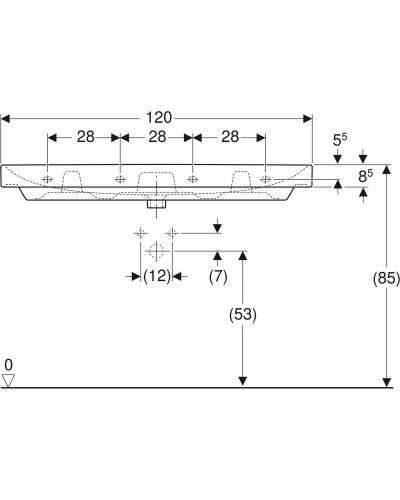 Раковина 120х48 см Geberit Smyle Square 500.225.01.1