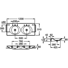Раковина 120х51 см Roca Kalahari 327896000