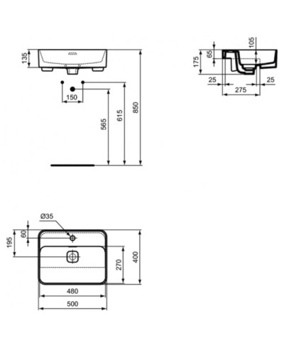 Раковина 50х40 см Ideal Standard Strada II T299301