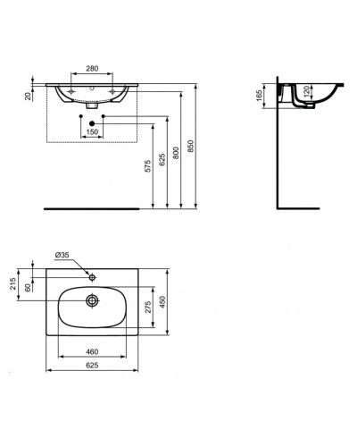 Раковина 62,5х45 см Ideal Standard Tesi T3510V1