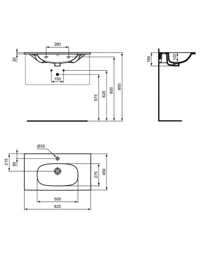 Раковина 82,5х45 см Ideal Standard Tesi T3509V1