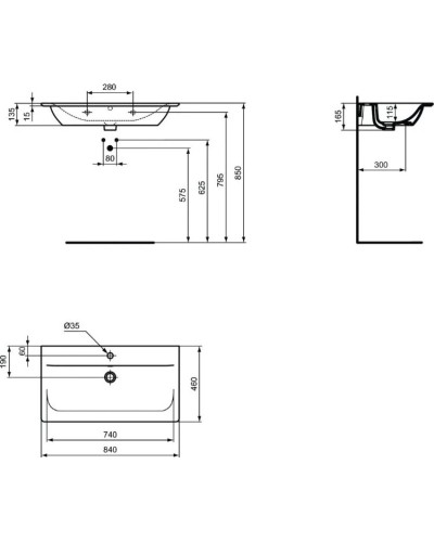 Раковина 84х46 см Ideal Standard Connect Air E0279V3