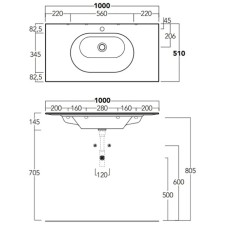 Раковина 100x51 см Simas Wave WA100 bix1