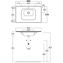 Раковина 80x51 см Simas Wave WA80 bix1