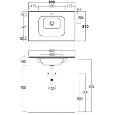 Раковина 80x51 см Simas Wave WA80 bix1