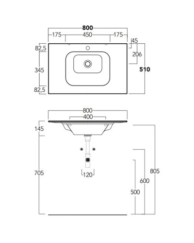 Раковина 80x51 см Simas Wave WA80 bix1