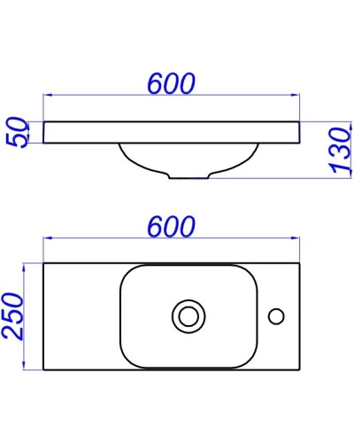 Раковина 60х25 см Aqwella 5 Stars Compact Slim CMPSL.06.04.D