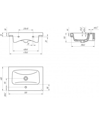 Раковина 50х40 см Velvex Moduo S-UM-MOD50/1