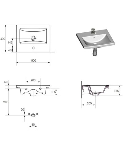 Раковина 50х40 см Velvex Como S-UM-COM50/1