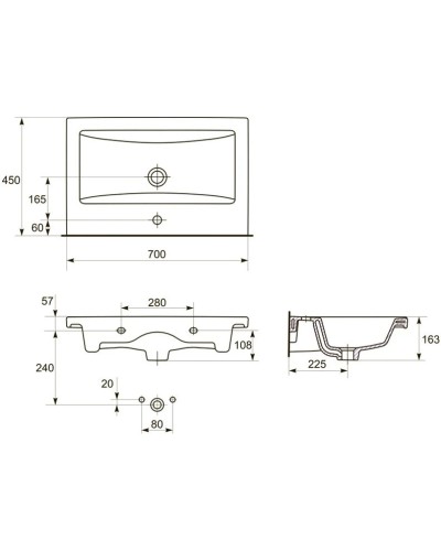 Раковина 70х45 см Velvex Como S-UM-COM70/1