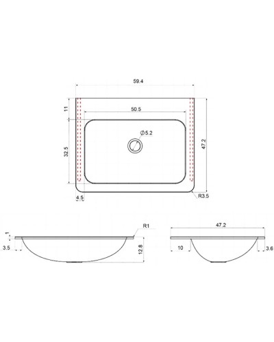 Раковина 59,4х47,2 см Vincea VCB-2VP600G