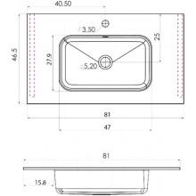 Раковина 81х46,5 см Vincea VCB-2N800W