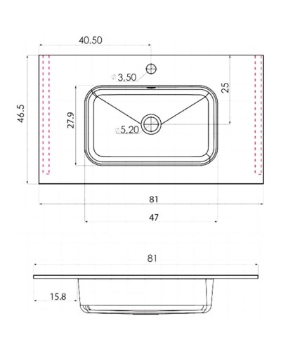 Раковина 81х46,5 см Vincea VCB-2N800W