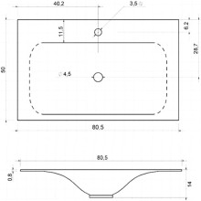 Раковина 80,5х50 см Vincea VCB-1F800W